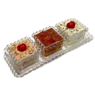 Kit 4 Peças Travessa + 3 Bowls Molhos Aperitivo Travessa Petiscos Lyor Cristal em Oferta na Shopee