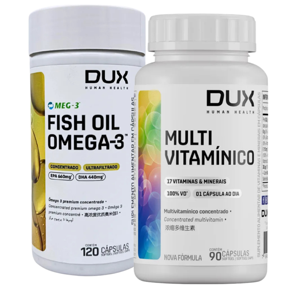 KIT MULTIVITAMÍNICO 90 CAPS + FISH OIL ÔMEGA 3 120 CAPS - DUX HUMAN HEALTH