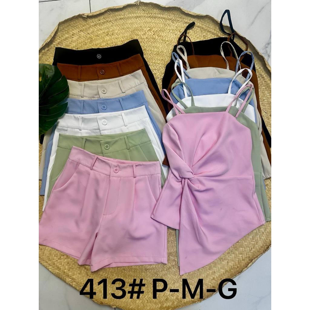 Conjunto Feminino Casual Elegante com Regata de Alça e Short Social em Oferta na Shopee