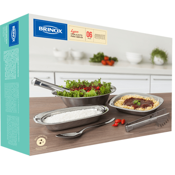 CONJUNTO PARA SERVIR 6 PECAS LYON BRINOX