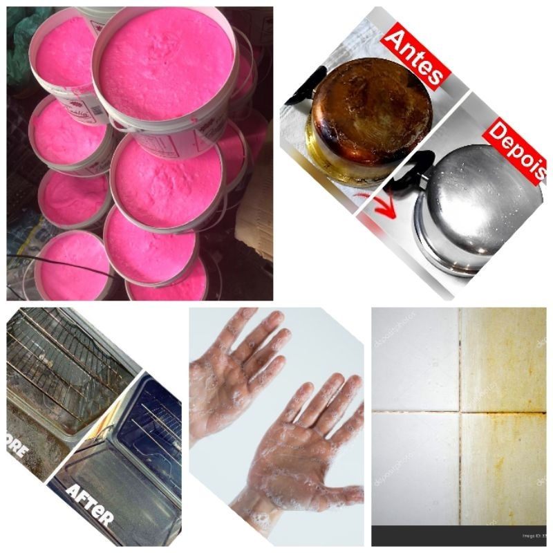 kit com 3 kg Sabão Em Pasta Cristal Rosa Multiuso Desengordurante Para Limpeza# casa# jardim# oficina mecânica #Moto