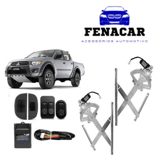 Kit de Vidro Elétrico Mitsubishi L200 2012 em diante 4 portas Dianteiro com Botão Alternativo