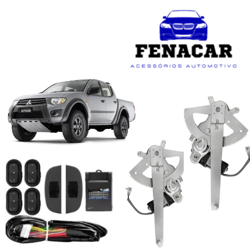 Kit de Vidro Elétricos Mitsubishi L200 2012 em diante Traseiro no Console com Botão Alternativo