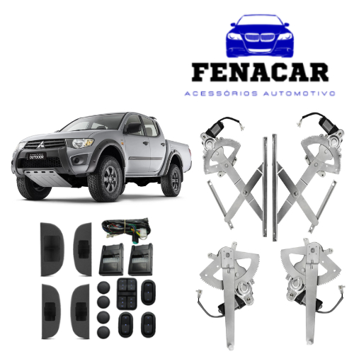 Kit de Vidro Elétricos Mitsubishi L200 2012 em diante Completo com Botão Alternativo