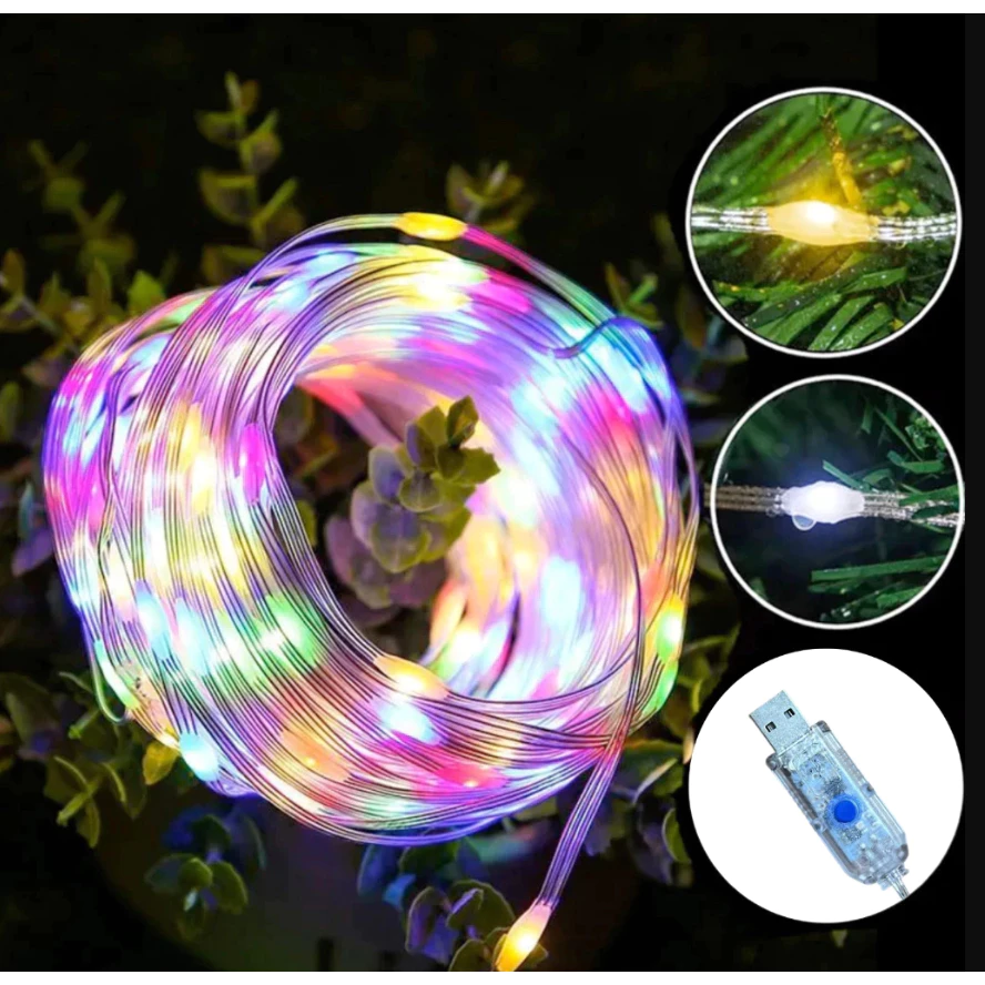 Decoração P/Árvore de Natal USB RGB/Luz Quente 100/200 LED 10/20M À Prova D'água ULTRA — imagem 1