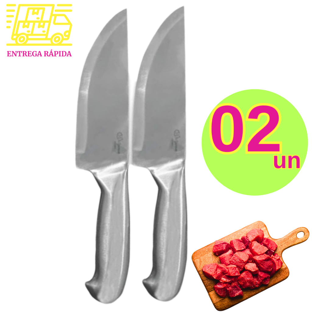 Kit Faca de Cortar Carne Aço Inox Profissional Master Chef Cozinha Churrasco Gourmet para Buffet