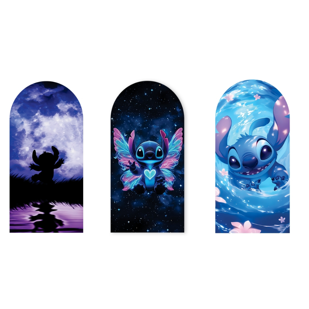 Capa Painel Romano Veste Fácil Decoração Lilo Stitch Lançamento Novidade Festa Aniversario