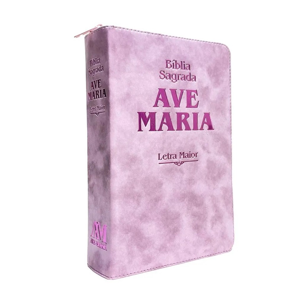 Bíblia Sagrada - Ave Maria - Letra Maior - Zíper Strike - Rosa em Oferta na Shopee