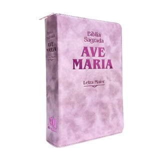 Bíblia Sagrada - Ave Maria - Letra Maior - Zíper Strike - Rosa em Oferta na Shopee