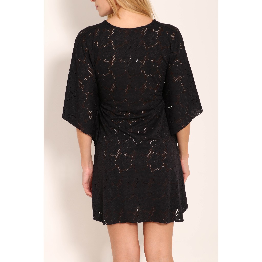 Detalhes do Vestido Saída de Praia Lasie Com Amarração Frontal E Manga Morcego Moda Elegante Tendência