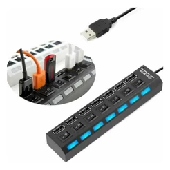 Hub USB 2.0 com 7 Portas Expanda Suas Conexões com Praticidade e Eficiência YIS
