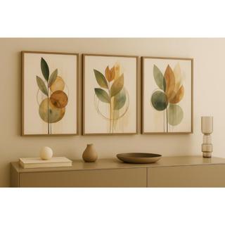 Quadro Decorativo 3 Peças Folhagem Abstrato Neutras Nórdico Minimalista em Oferta na Shopee