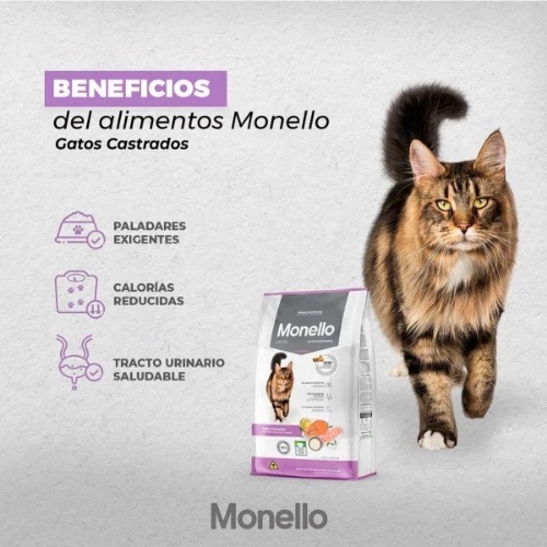 Ração Monello Gatos Adultos Castrados Peru e Salmão 1kg Á Granel