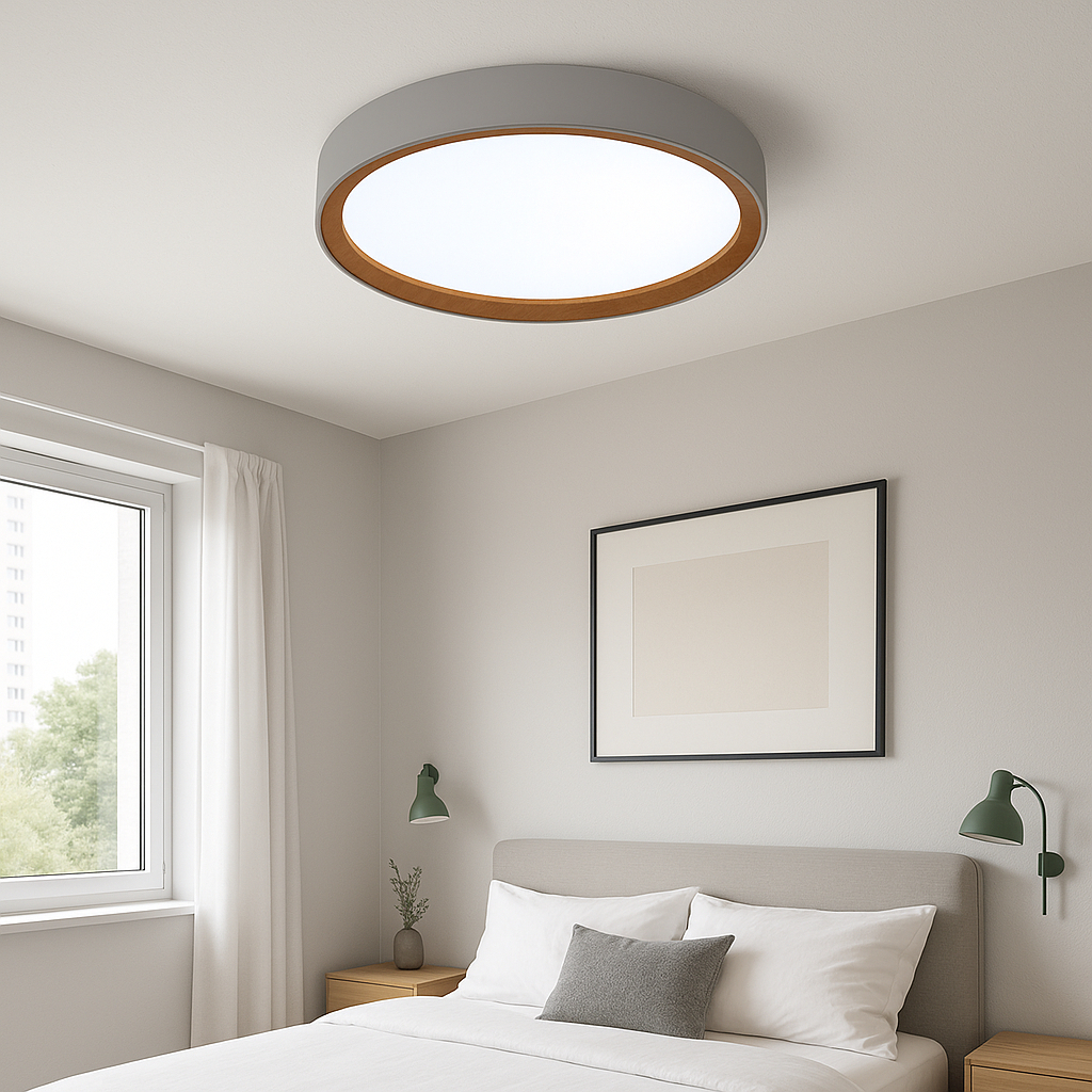 Luminária Teto Moderna Plafon Sobrepor Redondo Luz 3/1 Cor Três Tom Branco Lustre Amadeirado Moderno em Oferta na Shopee