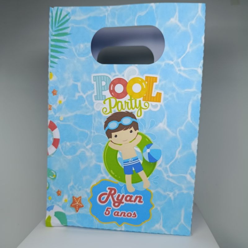Sacolinha M Personalizada Pool Party Menino pegue  Brinde Temático para Festas de Verão Lembrancinha Criativa e Colorida