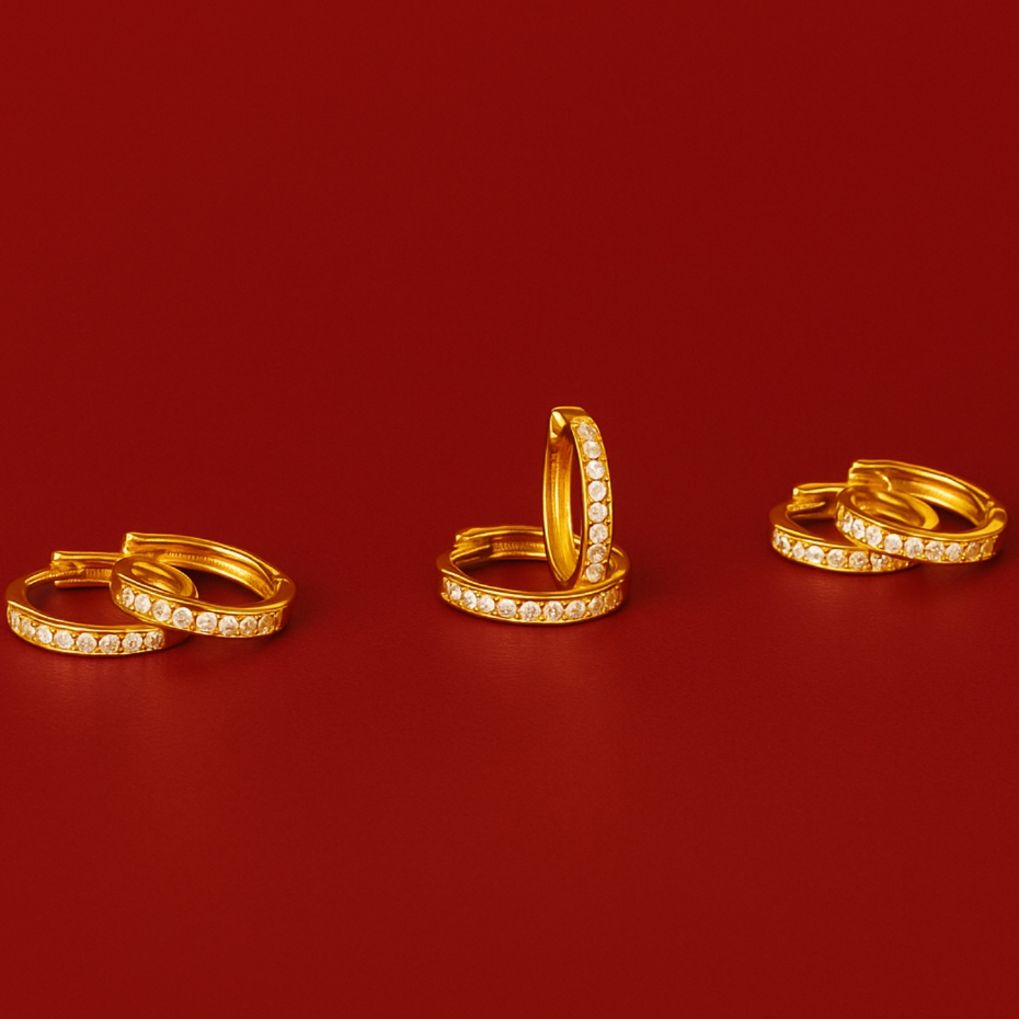 Kit 3 Furos Brincos de Argola Feminino Trio Cravejado 1 Fileira Zircônia Banho Ouro 18k ou Prata em Oferta na Shopee