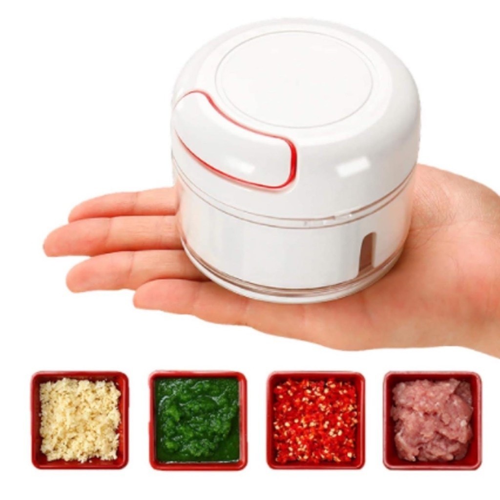 Triturador Manual de Alho Alimentos 2 Lâminas Processador Manual Legumes Frutas Cebola