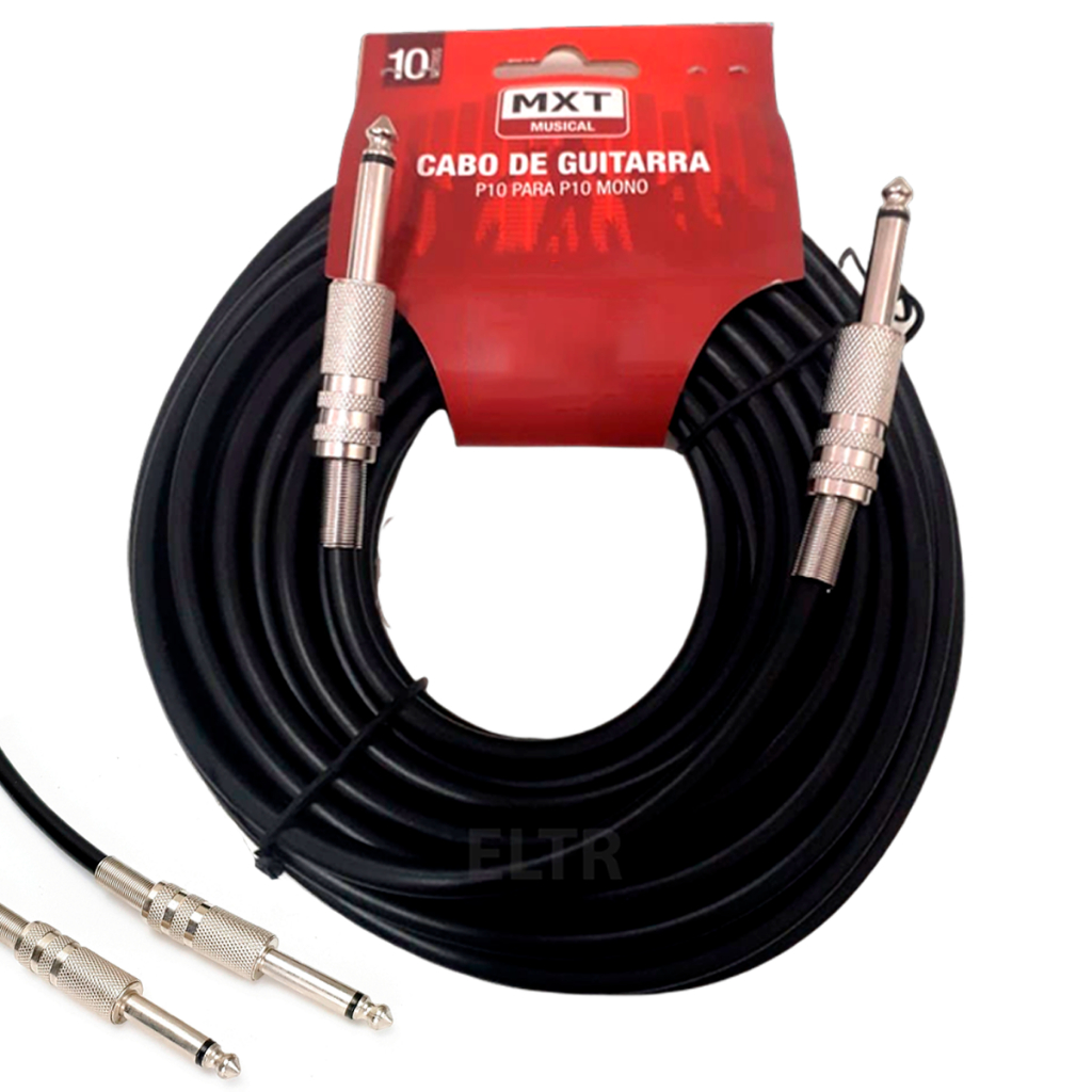 Cabo P10 P10 Mono Guitarra Violão Baixo Cavaquinho Caixa Som Amplificador - Disponível 5 e 10 Metros em Oferta na Shopee