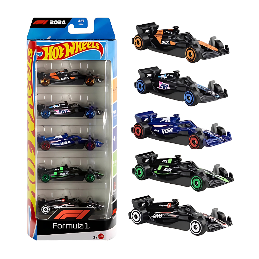 Hot Wheels Formula 1 - Pack F1 c/ 5: McLaren, Alpine, RB, Sauber e Haas - JBJ78