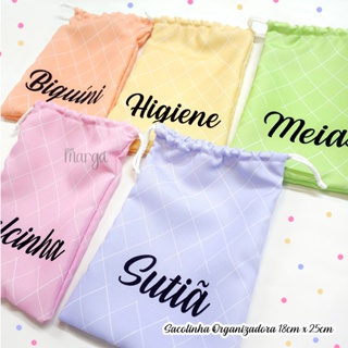 5 Sacolinhas 18cm x 25cm Organizadoras Viagem Calcinha, Sutiã, Meia, Biquíni E Higiene mala, viagem em Oferta na Shopee