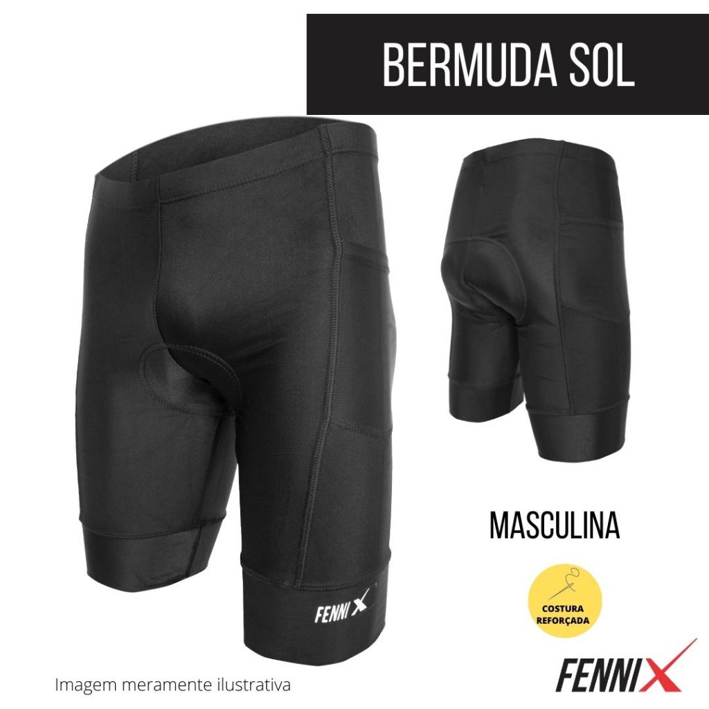BERMUDA CICLISMO MASCULINA COSTURA REFORÇADA COM BOLSOS/ FORRO DE ESPUMA / LYCRA FITNESS / PROTEÇÃO UV 50+