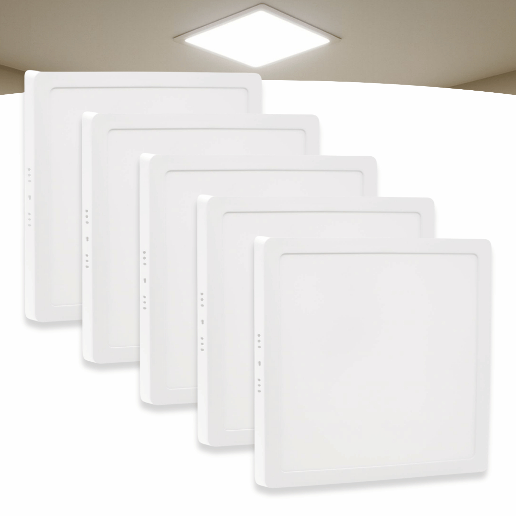Kit 5 Painel Plafon Led 25w Sobrepor 6000k Quadrado Frio em Oferta na Shopee