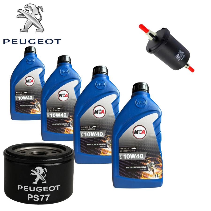 KIT TROCA DE ÓLEO PEUGEOT 206 10W40 + FILTROS (1.0 16V 2001>2006)