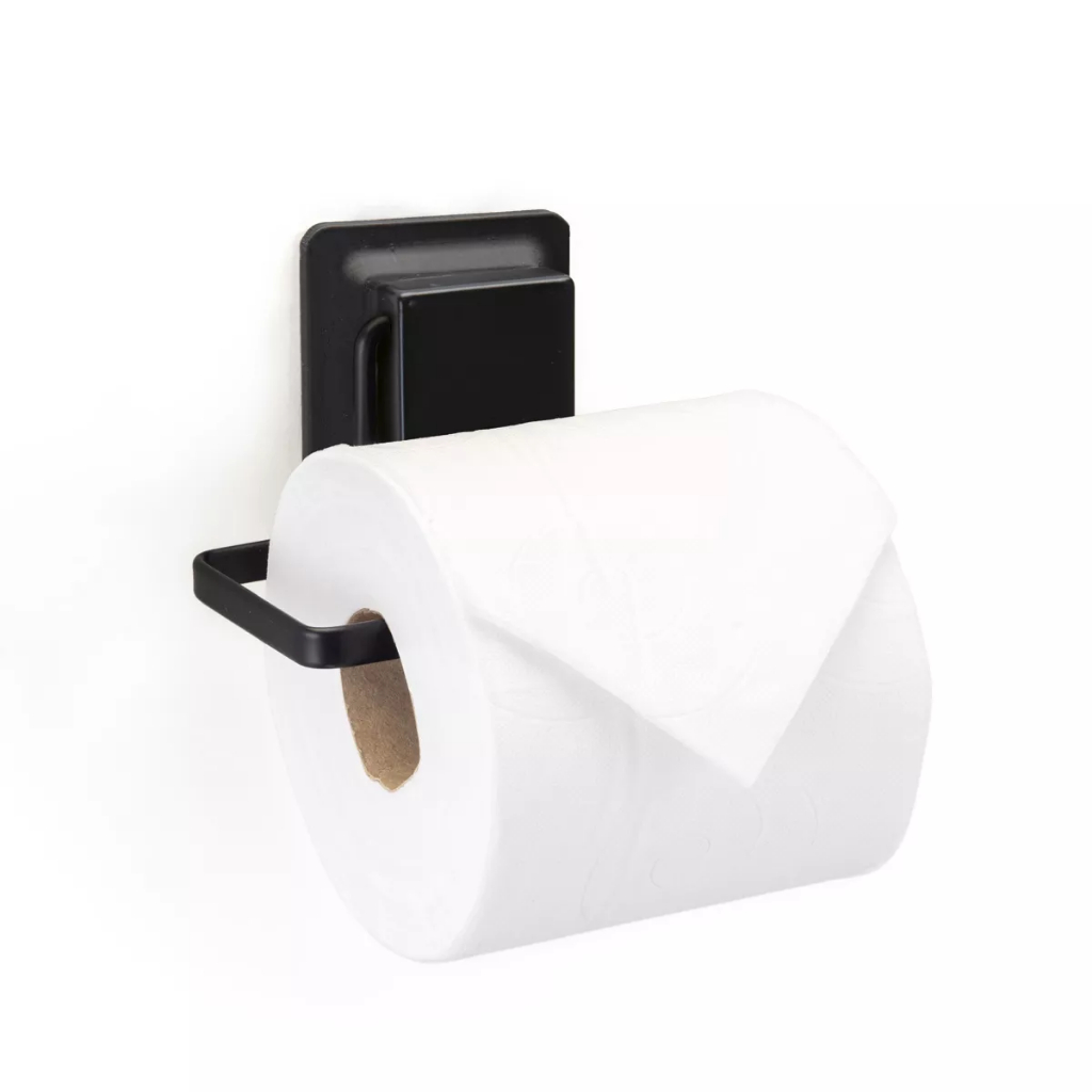 Suporte Porta Papel Higiénico Papeleira Parede Fixação Sem Furos Dupla Face 3m Black Preto Arthi