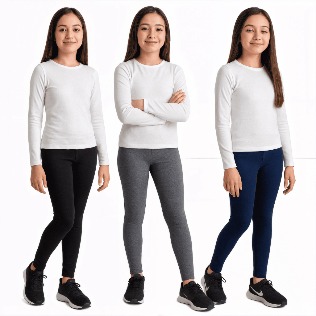 Kit 3 Calças Legging Infantil Suplex Juvenil Menina 2 Ao 12 - Legging Básica Lisa Tradicional Dia Dia Escola
