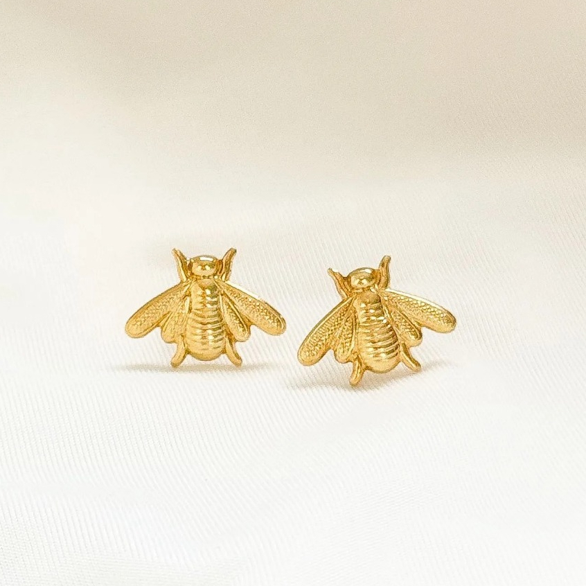 [ SEMI JOIA ] Brincos de Abelha Delicada Banhado a Ouro 18k Prata Anti Alérgico Acessórios Femininos