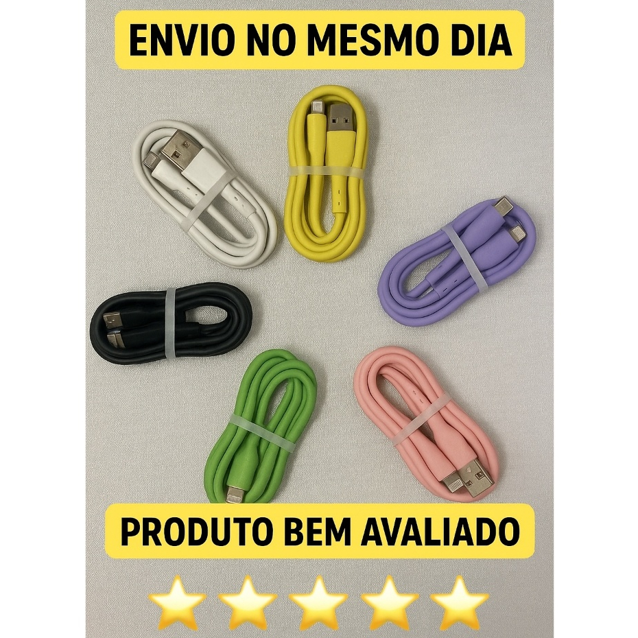 Cabo Super resistente iPhone Turbo 1m colorido | Resistente | Carregador Rápido Lightning | Hmaston ENVIO IMEDIATO