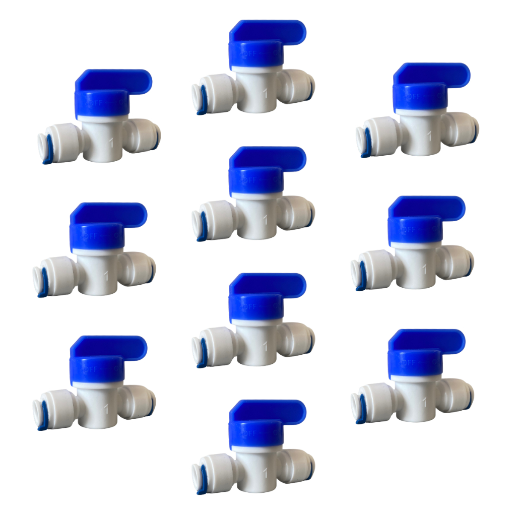 Kit 10 Registros Engate Rápido Conector 1/4 6mm Adaptador Plástico Bebedouro e Purificador Filtros de Água