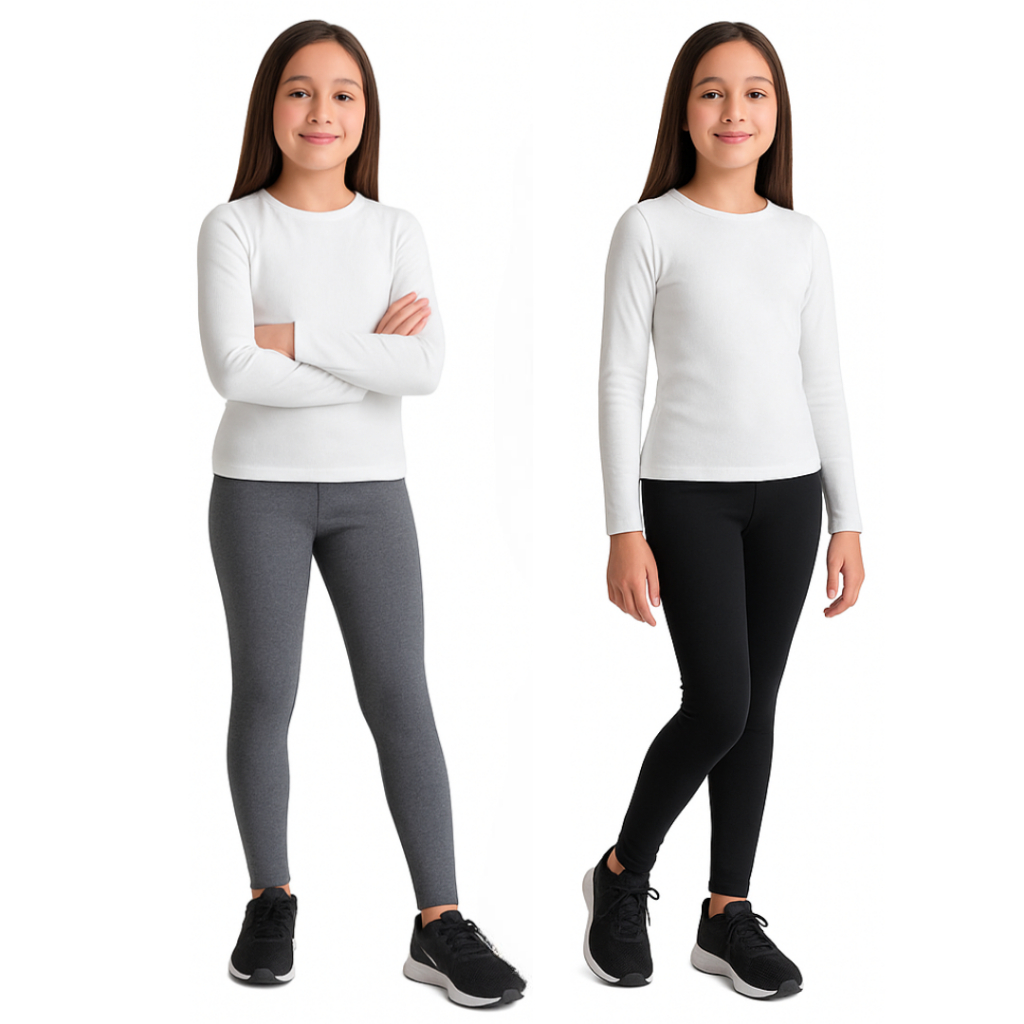 Kit 2 Calças Legging Infantil Juvenil Menina 2 Ao 12 - Legging Básica Lisa Tradicional Escolar Dia a Dia em Oferta na Shopee