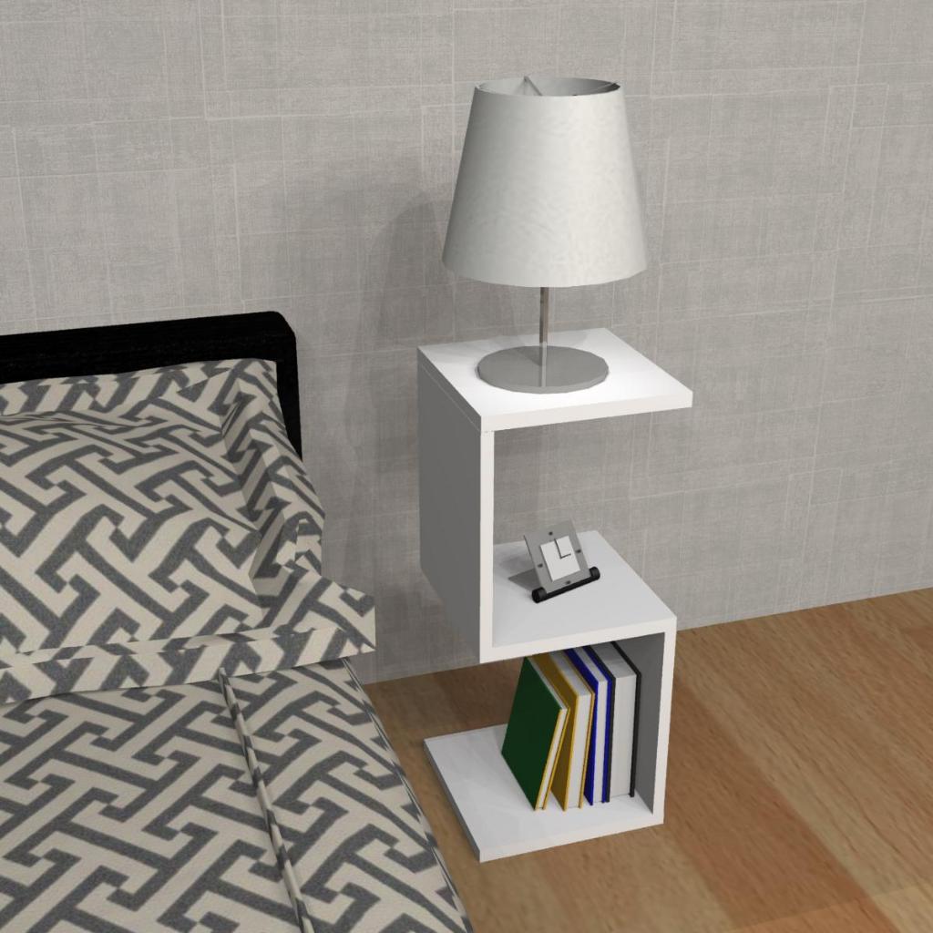 Mesa Cabeceira Sofisticada Em Mdf Criado Mudo Branco Tx