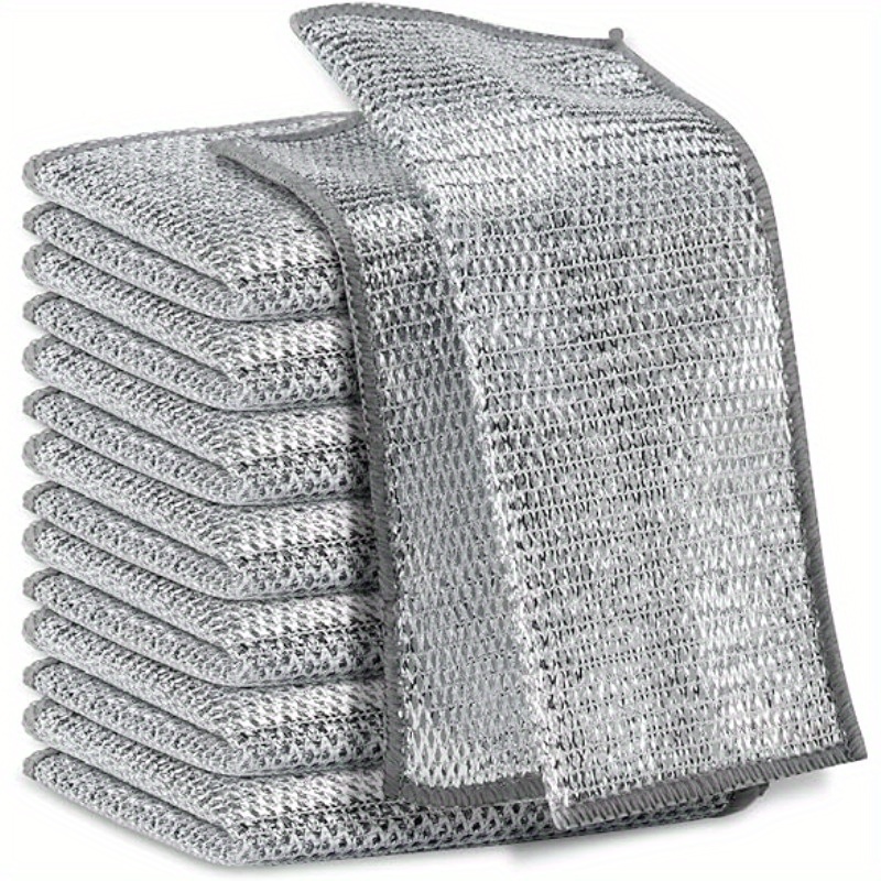 Pano De Prato De Fio De Metal Com 6P Pacotes De Panos De Limpeza De Cozinha Antiaderentes Para Panelas , Frigideiras E F