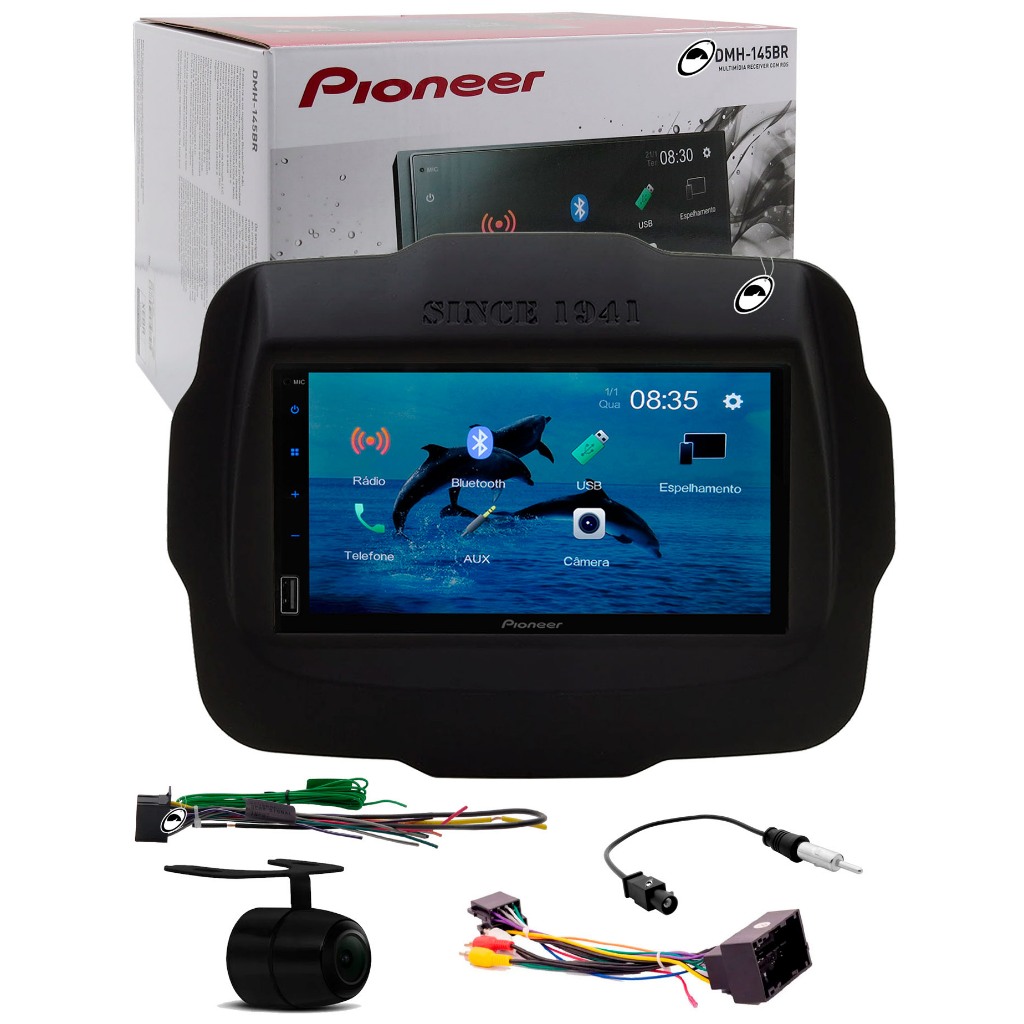 Multimídia Pioneer DMH-A248BT Renegade PCD BT USB Moldura Chicote Ligação Adaptador Antena Câmera