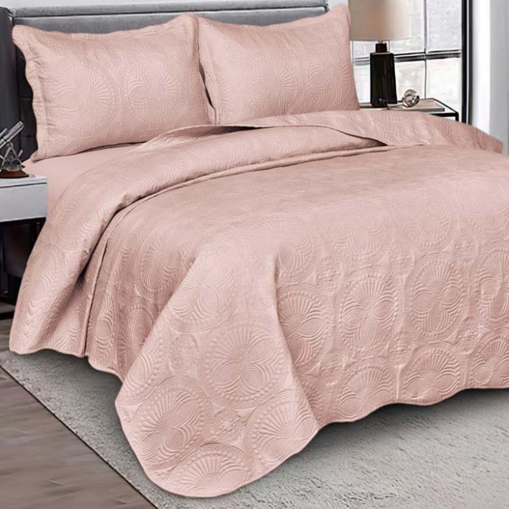 Kit Cobre Leito Colcha Queen 3 Peças Porta Travesseiro Luxo