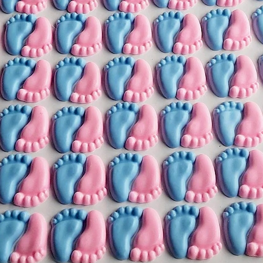 20 Mini Sabonete Pezinhos (10 Pares) para Lembrancinha Chá Revelação Chá Bebê Informar cor e aroma
