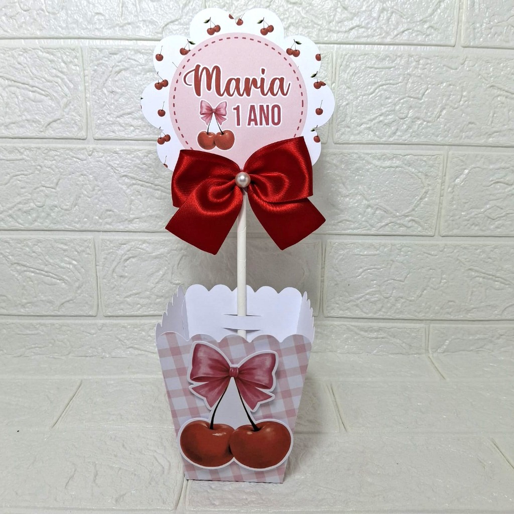 CENTRO DE MESA CEREJINHA cachepô - Pegue e monte- lembrancinha para festa - cereja