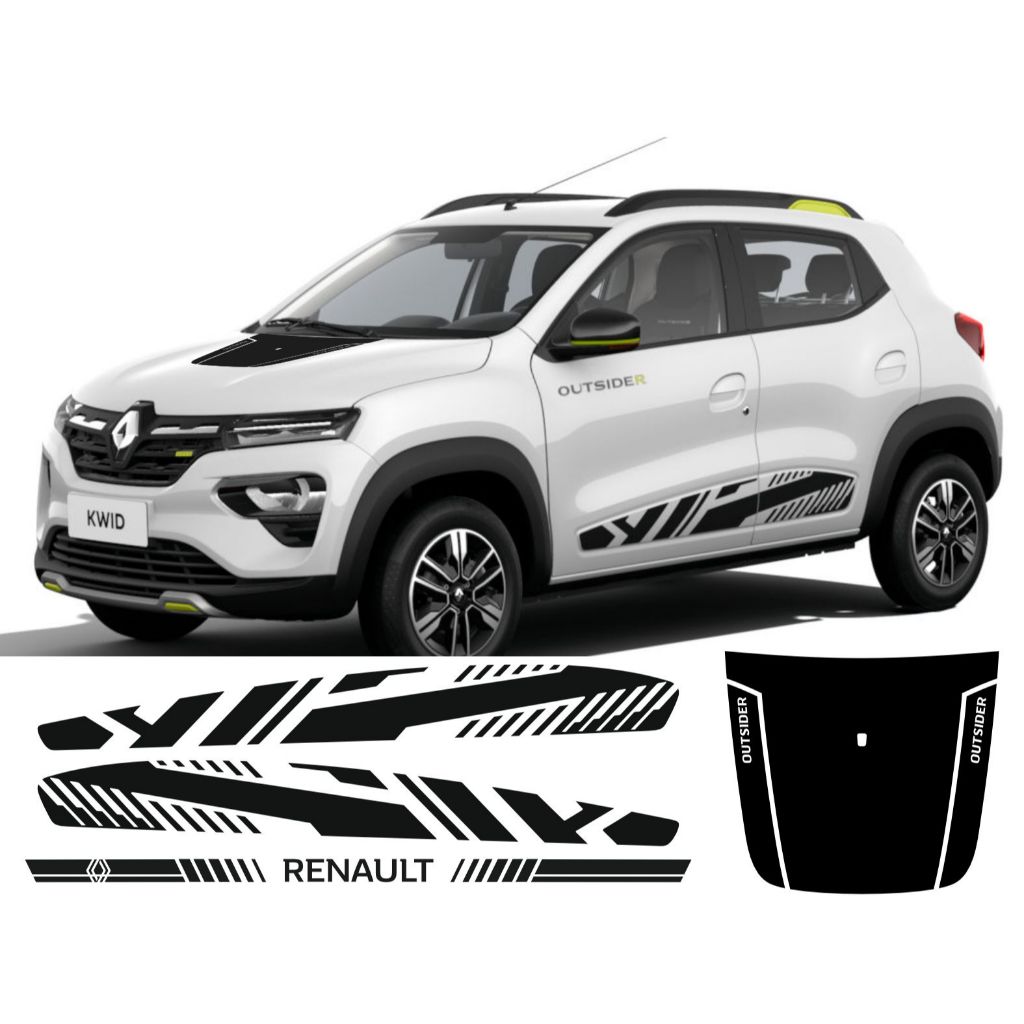 Kit 4 Adesivo Renault Kwid Capo Outsider Zen Intense Sport Lateral Acessórios