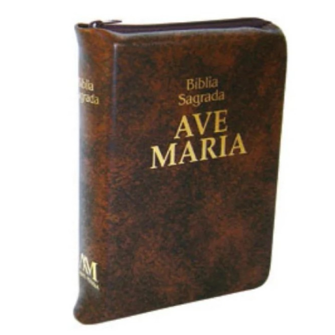 Bíblia Zíper - Ave Maria - Bolso - Marrom