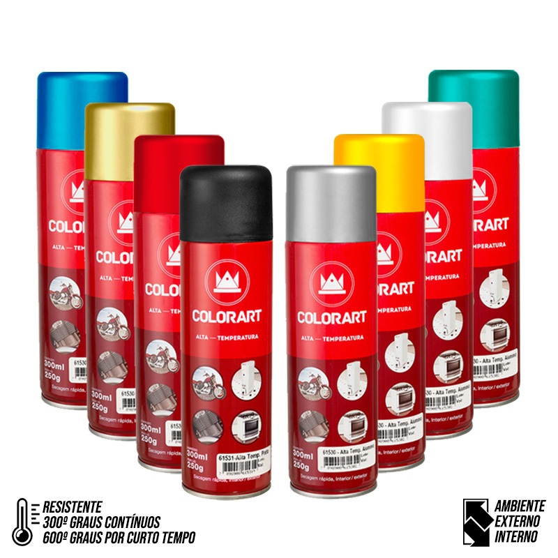 Tinta Spray Alta Temperatura 600ºc Colorart Todas As Cores