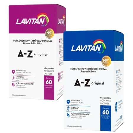Kit Casal Lavitan 01 AZ Mulher 60 comprimidos 01 AZ Original 60 comprimidos