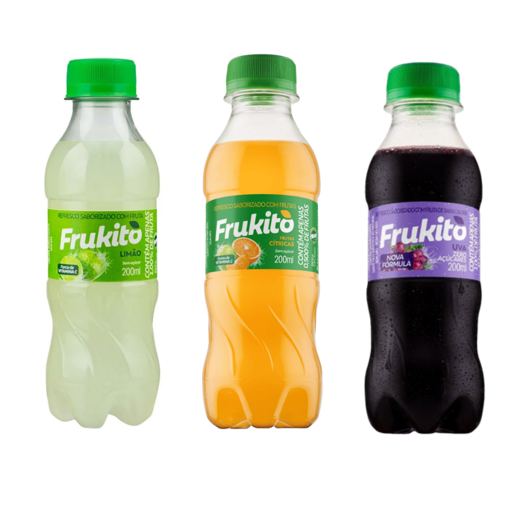 Suco Frukito Versão mini 200ml Sabores Limão Frutas Cítricas e Uva Sem Adição de Açúcares Fruki