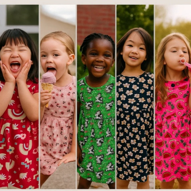 Kit 3 Vestido Cotton Infantil Sortido Estampadas Menina Tamanho 1 ao 8