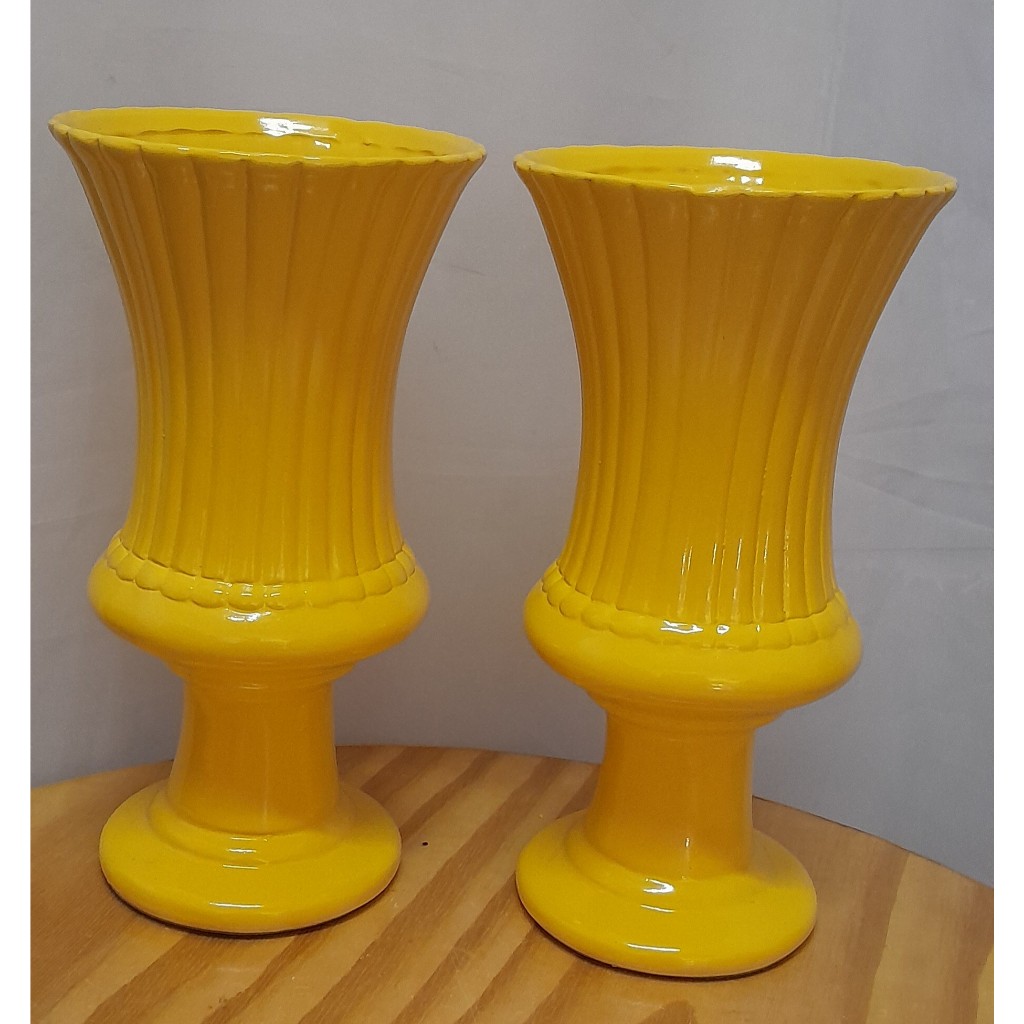 PAR DE VASO TAÇA AMARELO ESCURO DECORAÇÃO FESTA ANIVERSÁRIO CASAMENTO CASA
