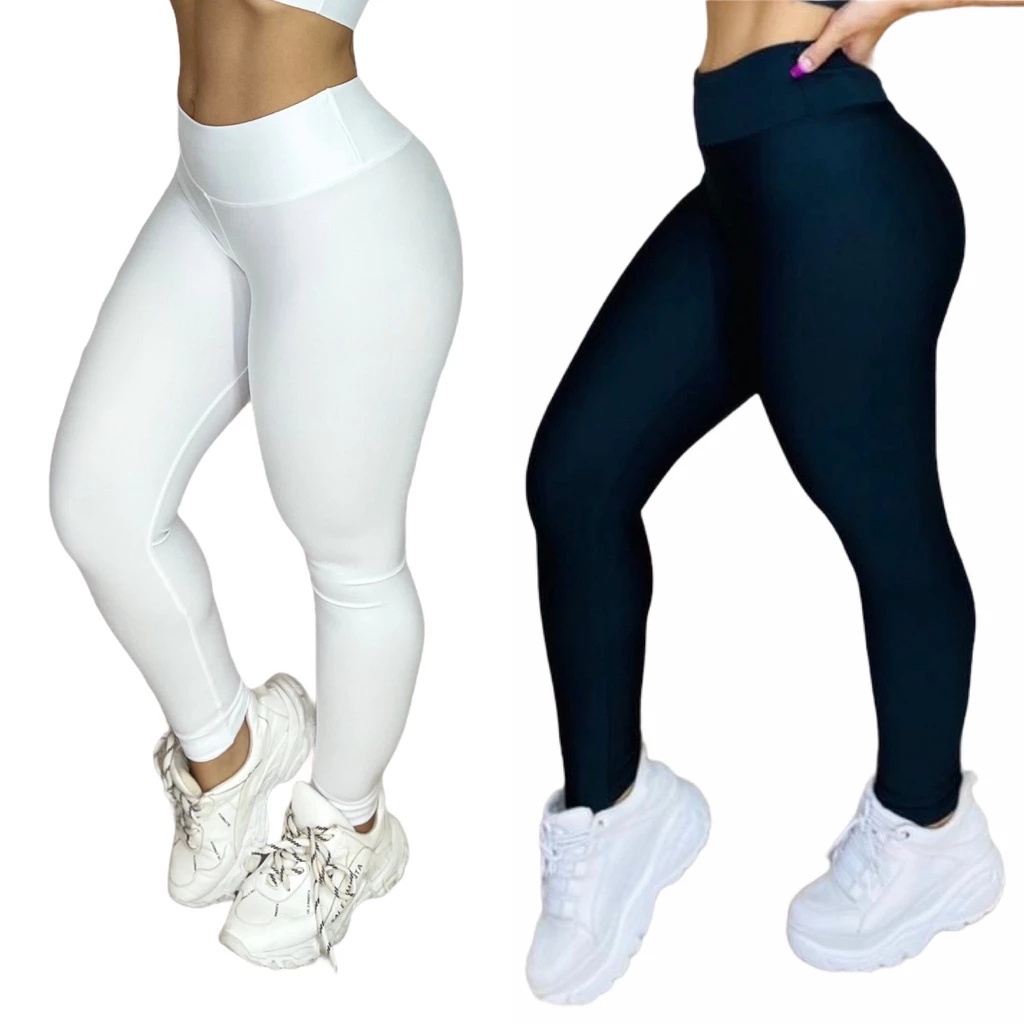 Kit 2 Calças Leg Suplex Feminina Fitness CALCA LEGGING ACADEMIA FITNESS ZERO TRANSPARENCIA