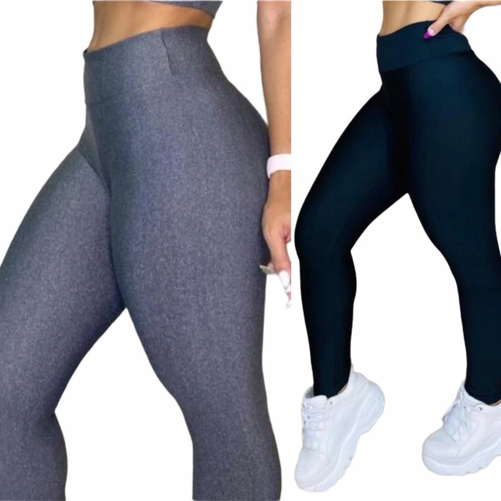 Kit 2 Calças Leg ACADEMIA Suplex Feminina Fitness CALCA LEGGING ACADEMIA FITNESS ZERO TRANSPARENCIA