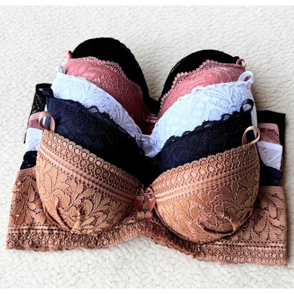 Kit 5 Sutiãs Ana Com Bojo Renda Com Aro Rendado Com Regulagem e Bojo
