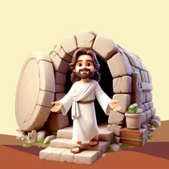 TOTEM DISPLAY MDF DE CHÃO JESUS E O SEPULCRO TUMBA BIBLIA PASCOA DECORAÇÃO FESTA INFANTIL CENÁRIO